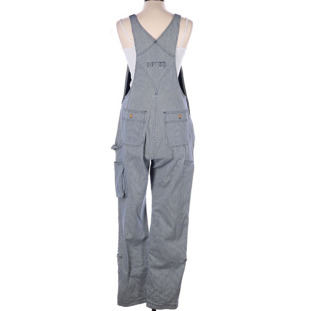 Duluth Trading Co Overalls Women L Blue Hickory Stripe Utility Bib Railroad New - Picture 6 of 11